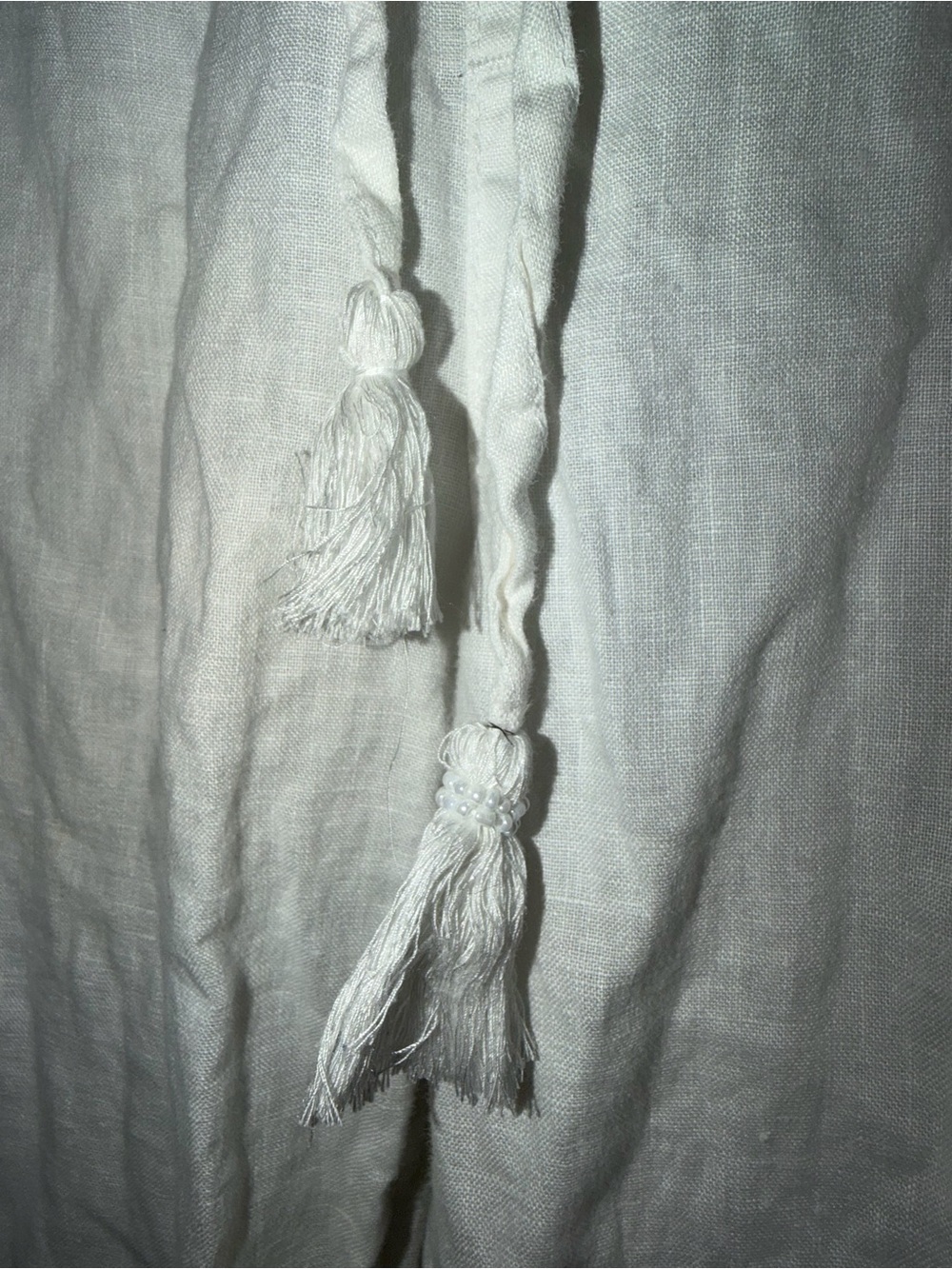 White Linen Drawstring Pants - Picture 2 of 4